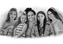 Load image into Gallery viewer, Black and white portrait - Female relatives drawing  - Black & white portrait - drawings and portraits from your photos - drawking.com - DrawKing