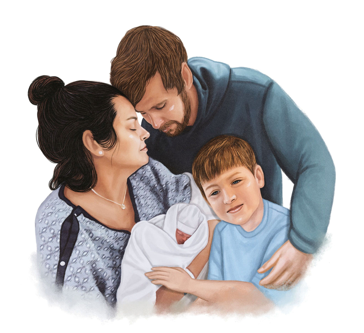 Color portrait  - Sentimental family drawing - colour portrait - drawings and portraits from your photos - drawking.com - DrawKing